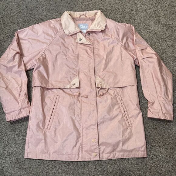 Vintage Blair Rain Coat Windbreaker Jacket Size‎ Small Pink Shimmer Weatherproof - Picture 1 of 9